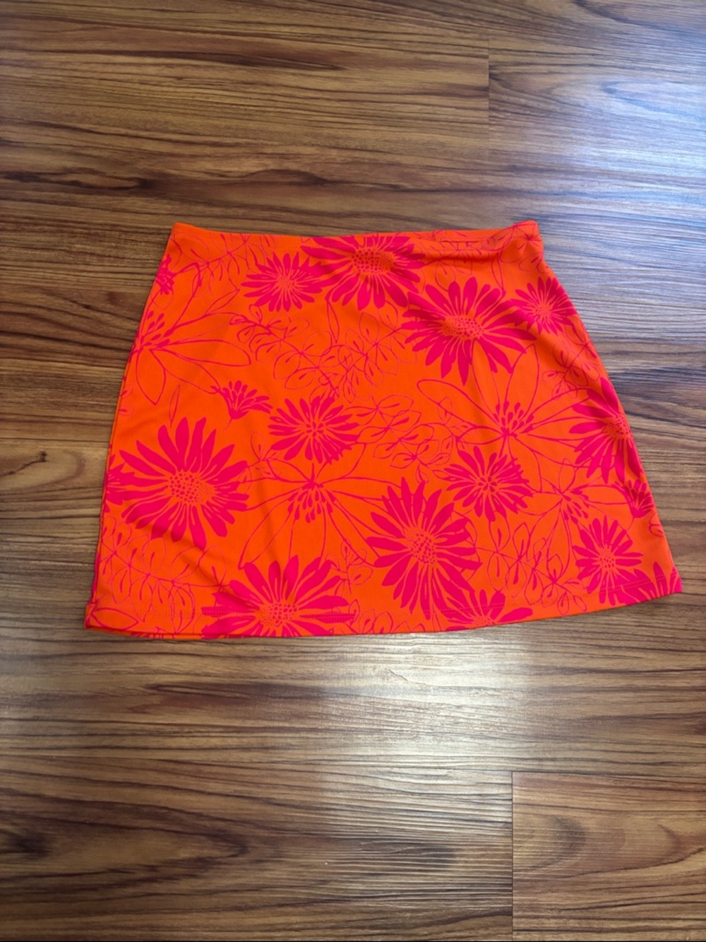 Y2K Express Orange Floral Mini Skirt